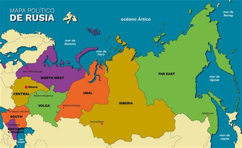 Mapa Politico De Rusia Vector Premium