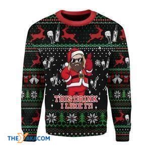 Santa Claus Drinking Beer Christmas D Sweater