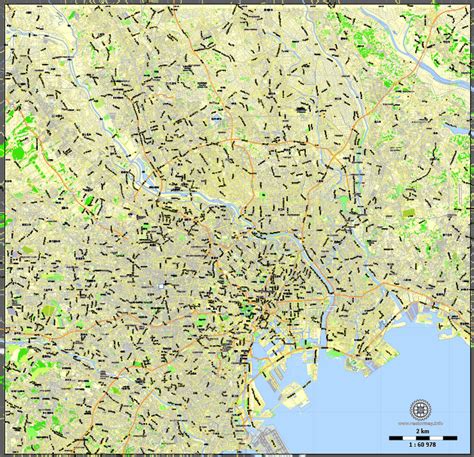 Tokyo Japan Pdf Map Vector Exact City Plan Low Detailed Street Map