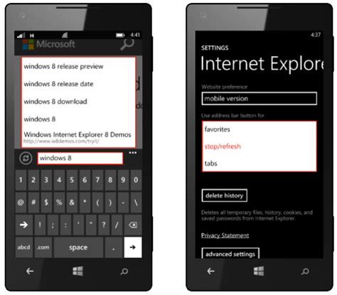 Internet Explorer 10 для Windows Phone Windows Phone