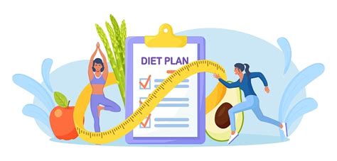 Diet Plan Checklist People Doing Exercise Training And Planning Diet ...