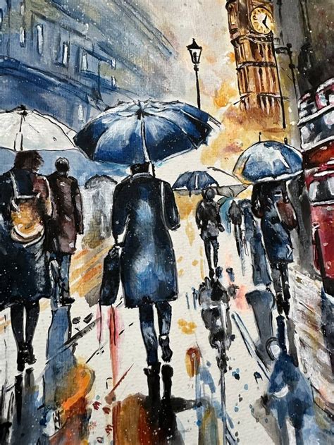 Rainy Day in London Painting by Misty Lady | Saatchi Art