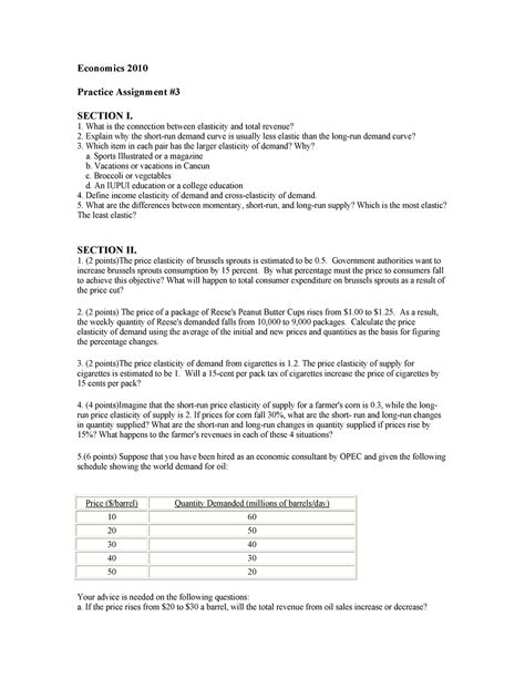 ECON 2010 2014 Assignment 3 Solution Economics 2010 Practice