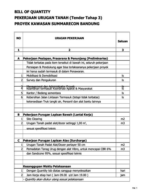 rincian pekerjaan urugan tanah