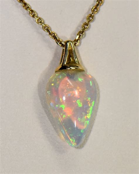 Ethiopian Crystal Opal Briolette Drop Pendant