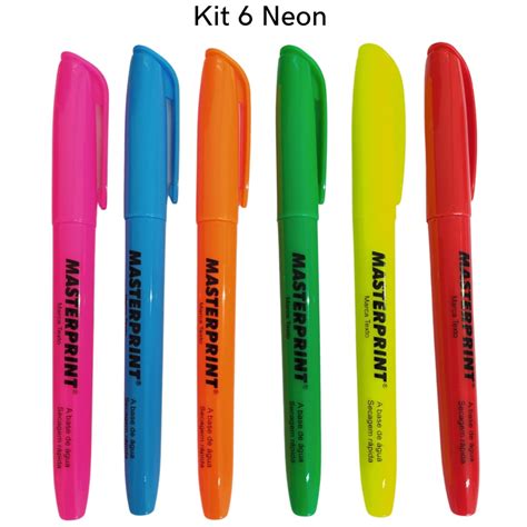 Kit Canetas Marca Texto Neon Masterprint Cores Variadas Shopee Brasil