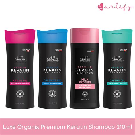 Luxe Organix Premium Keratin Shampoo Coconut Oil Milk Protein Castor Oil Argan Oil 210ml