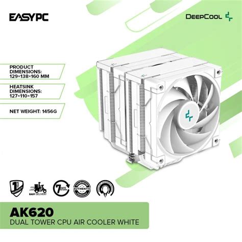 EasyPC | Deepcool AK620 Dual Tower CPU Air Cooler White CPU Fan For ...