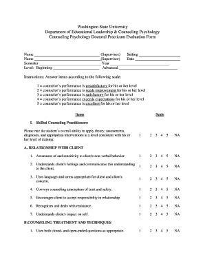 Fillable Online Education Wsu Counseling Psychology Practicum