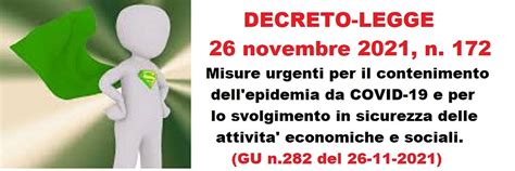 SUPER GREEN PASS DECRETO LEGGE 26 Novembre 2021 N 172 27 11 2021