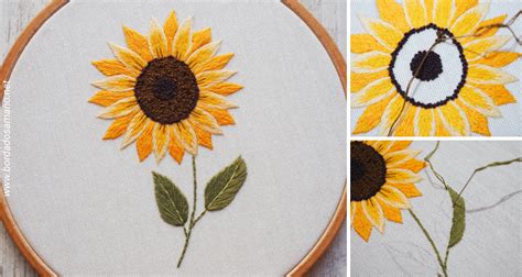 Cómo Bordar Un Girasol ¡muy Fácil Bordados A Mano