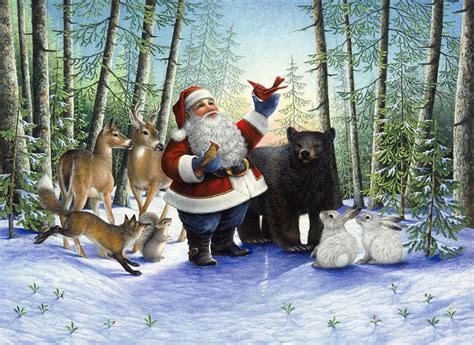 5d Diamond Painting Santa And Forest Animals Kit Bonanza Marketplace