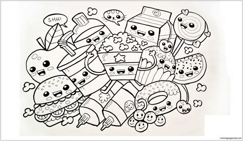 Cute Food Coloring Page - Free Coloring Pages Online