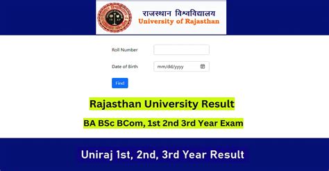 Rajasthan University Result 2024 BA BSc BCom 1st 2nd 3rd Year At