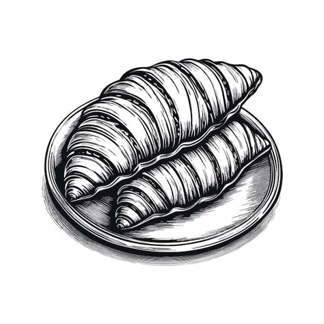 Premium Vector Vector Croissant Hand Drawn Sketch In Doodle Style