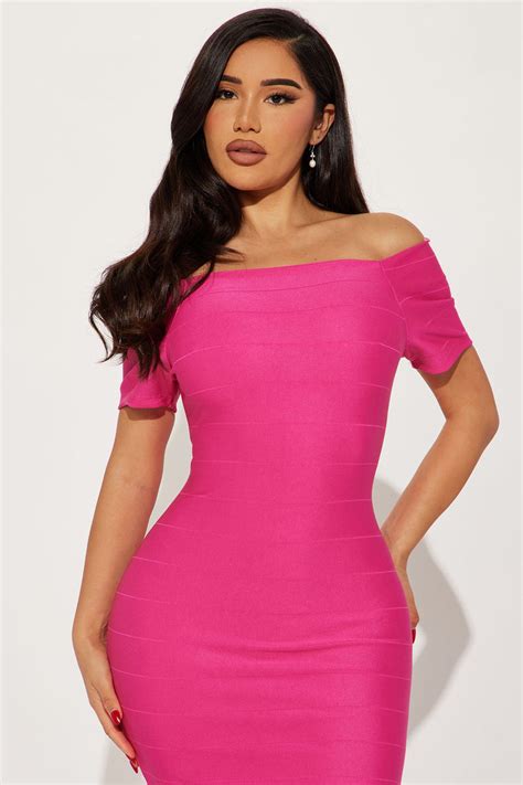 Amara Off Shoulder Midi Dress Hot Pink Fashion Nova Dresses Fashion Nova