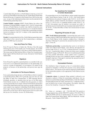 Fillable Online Nd Instructions For Form State Of North Dakota