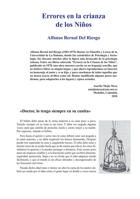 Errores En La Crianza De Los Ni Os Alfonso Bernal Del Riesgo Pdf