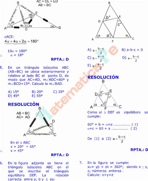 Los Tri Ngulos Y Sus Propiedades Ejercicios Resueltos De Geometr A