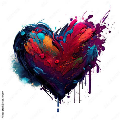 Graffiti painted red heart, element for design. Beautiful Grunge heart ...