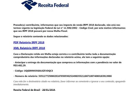 Receita Federal Alerta Para Golpe Via E Mail Veja