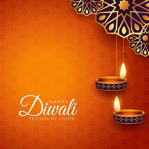 Bonito fondo de ocasión feliz diwali con diseño de diya colgante