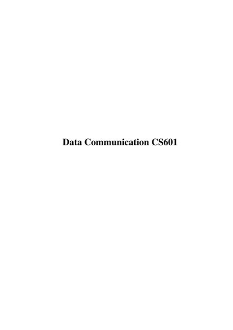 Cs Handouts Table Of Contents Data Communication Cs Lecture