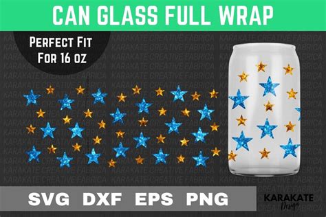 Star Pattern 16 Oz Can Glass Wrap Svg Graphic By Karakate · Creative