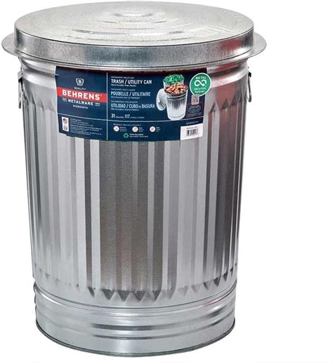 Amazon Behrens Galvanized Steel Trash Can 31 Gallon Behrens