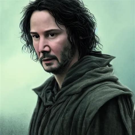 Krea Portrait Of Keanu Reeves As Frodo Baggins Sharp Detail