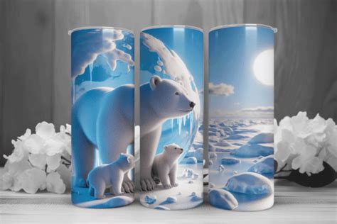 D Polar Bear Oz Skinny Tumbler Wrap Graphic By Sagorarts Creative