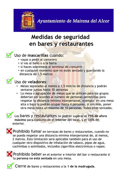 RECORDATORIO MEDIDAS DE SEGURIDAD EN BARES Y RESTAURANTES FRENTE AL