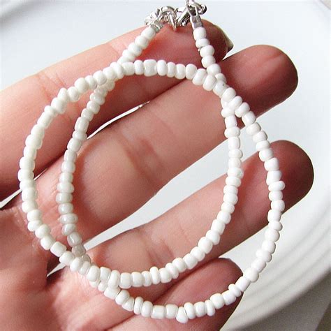 Pearl White Choker Necklace White Beaded Choker Dainty Etsy