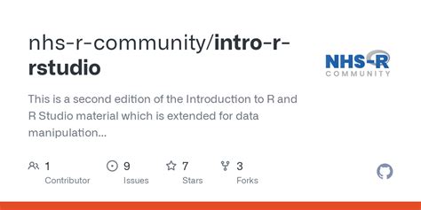 Github Nhs R Community Intro R Rstudio This Is A Second Edition Of