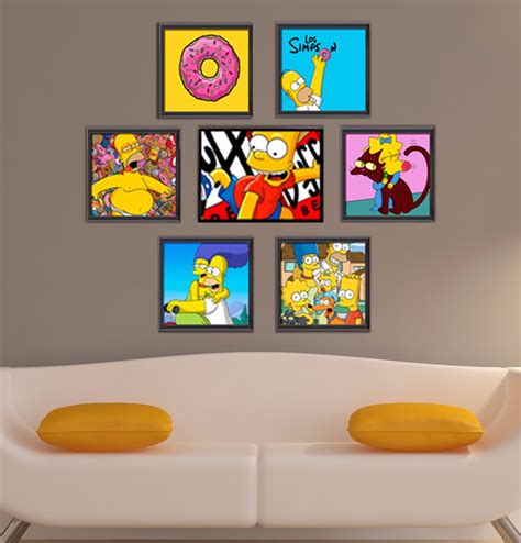 Kit Quadro Poster Simpsons Decorativo Quarto Moldura R Em