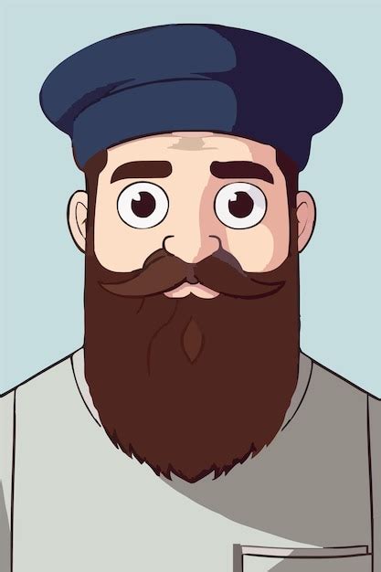 Una Caricatura De Un Hombre Con Barba Y Sombrero Azul Vector Premium