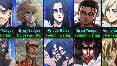 Comparison All Titan Shifters In Attack On Titan Complete Youtube