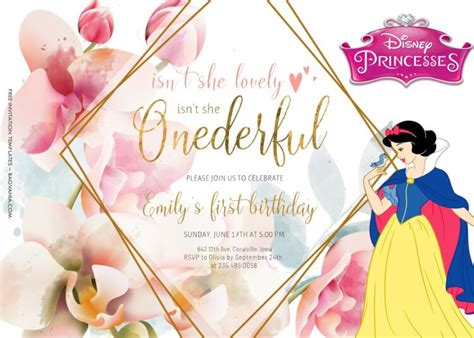 10 Blossoming Party With Disney Princess Birthday Invitation Templates Bagvania