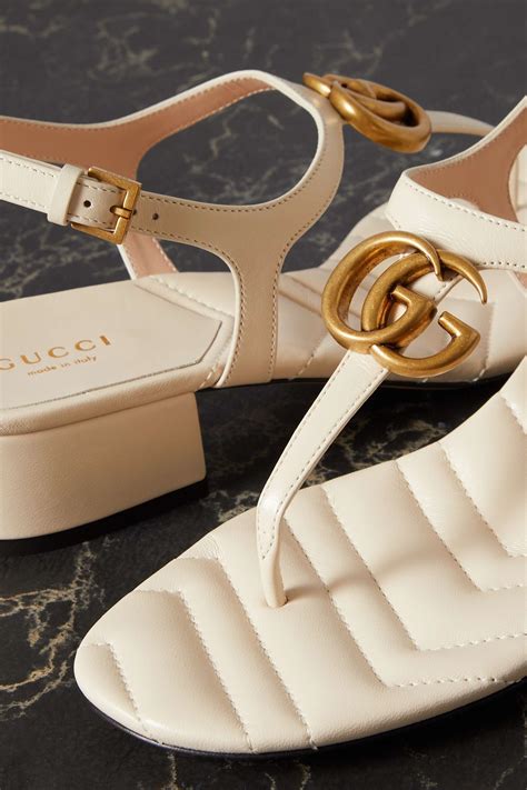 Gucci Marmont Logo Embellished Leather Sandals Net A Porter