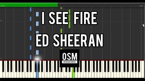 I See Fire Ed Sheeran Paino Synthesia Sheet Music Midi Hd Youtube