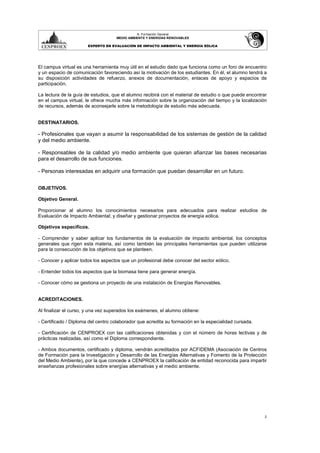 Experto En Evaluaci N Del Impacto Ambiental Y Energ A E Lica Pdf