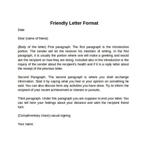 Free Printable Friendly Letter Format