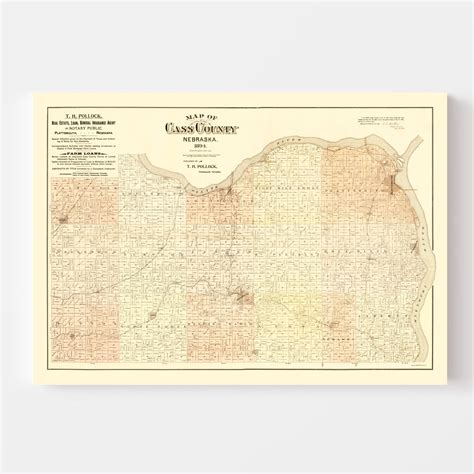 Vintage Map of Cass County, Nebraska 1894 by Ted's Vintage Art