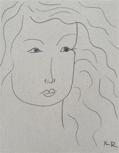 Kathleen Rhee - Portrait pencil line sketch minimalist matisse