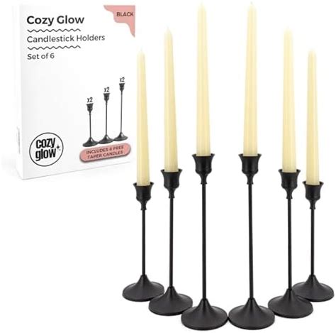 Amazon Black Candlestick Holders Set Of 6 Metal With Matte