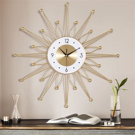 Gold Peacock Clock Large D Metal Wall Art Quartz Crystal Diamond