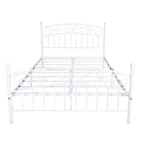 Maincraft White Metal Frame Queen Platform Bed with Storage D01-BF134 ...