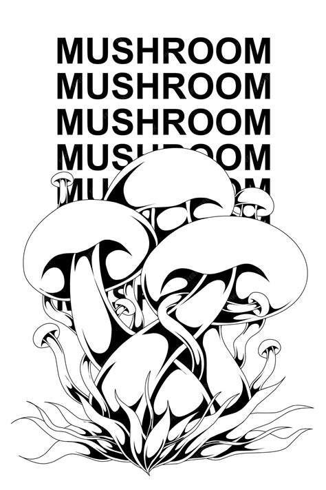 Premium Vector | Mushroom illustration line art