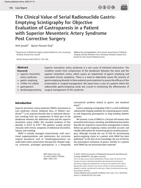 PDF The Clinical Value Of Serial Radionuclide Gastric Emptying