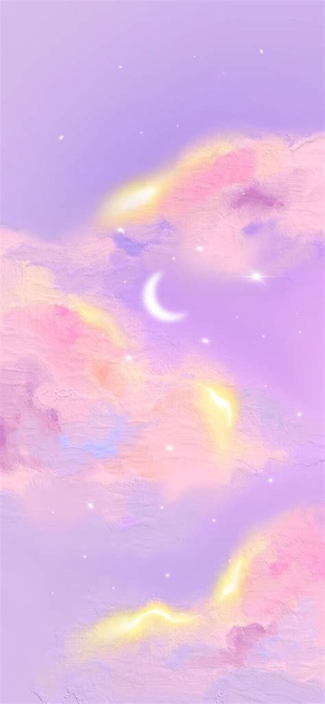 An Abstract Painting Of Two Rainbows In The Sky With Stars And Clouds